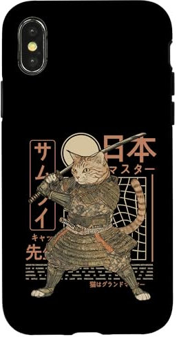 Hülle für iPhone X/XS Samurai Cat Warrior Ukiyo Otaku Streetwear Cat Samurai