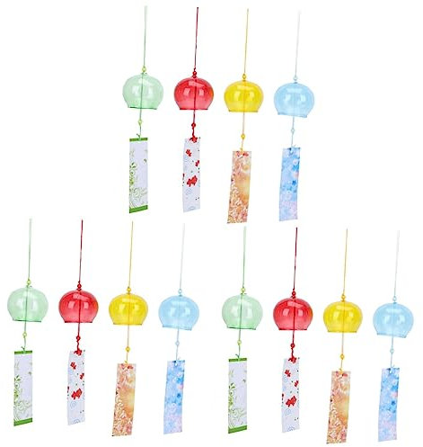 Kisangel 3 Ensembles Carillons Éoliens en Verre Bouda Decoration Interieure Décoration D'intérieur Filateurs De Moulin À Vent De Jardin Manche À Air Cloches À Vent en Verre 4 Pièces * 3