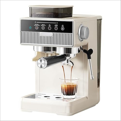 LISHAOHU Cafetière Tout-en-Un avec Moulin À Expresso, Moud Les Grains De Café, avec Une Pression De Pompe De 20 Bars Et Une Baguette À Vapeur for Mousse De Lait, Cafetière Professionnelle