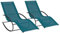 IDMarket - Lot de 2 chaises Longues - transat de Jardin à Bascule Malawi Gris Anthracite et Toile Bleu Canard