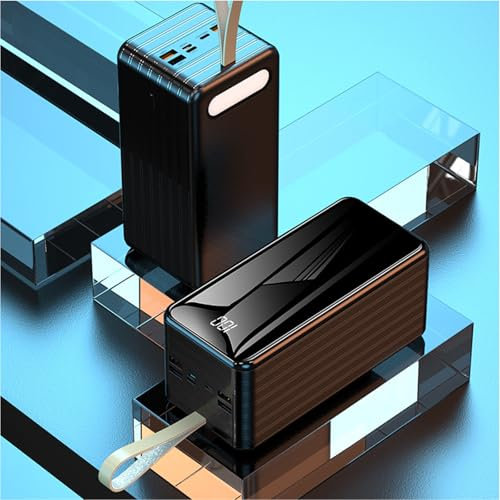 Power Bank da 50.000 mAh, ricarica rapida, display LED, batteria portatile ad alta capacità, 3 uscite, con torcia, compatibile con iPhone, Samsung, Huawei, tablet, ecc., nero