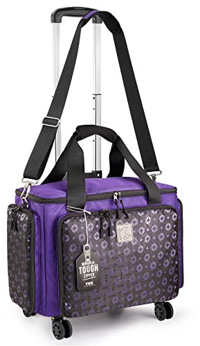 BatlFrist Rollende Nähmaschinentasche mit Universalrädern, Tragetasche für Nähmaschinen mit YKK-Reißverschlüssen, kompatibel mit den meisten Standard-Nähmaschinen von Brother, Singer, Bernina, Violett