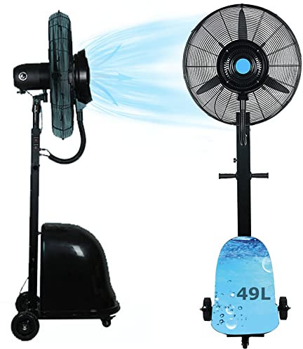 DFGHNBVC Outdoor Misting 90° Oszillierender Standventilator, 3 Geschwindigkeiten Wasserdichter Sprühkühlventilator Für Terrasse, Garten, Hinterhof, Garage, Scheune, Arbeitsbereich, Schwarz, 71 cm