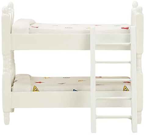 Kisangel Miniatur Puppenhaus Möbel Doppelstockbett für Puppenhäuser Schlafzimmer Zubehör Leicht und Platzsparend zur Dekoration und Gestaltung Ihres