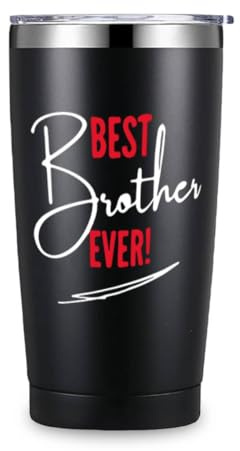 Homorro Mug Isotherme Cadeau Frere Cadeaux pour le Grand Frère Anniversaire Homme Idee Tasse a Cafe Travel Cup avec Couvercle Humour Drole Voyage Noir 600 ml 20OZ Best Brother Ever