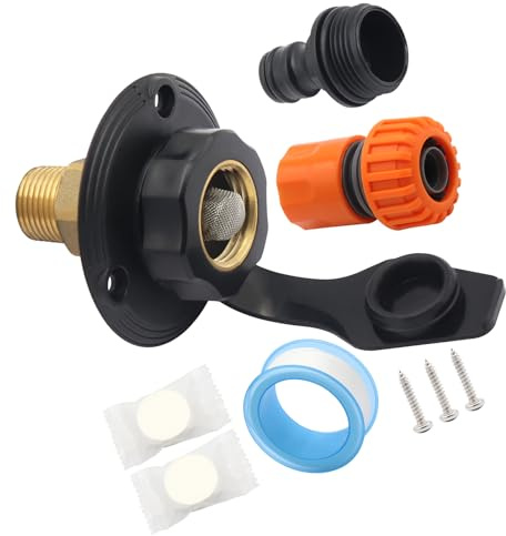 Kit de raccordement d'eau en silicone pour camping-car - Raccords en laiton - Trappes de remplissage pour espace restreint - Trappes d'entrée de remorque