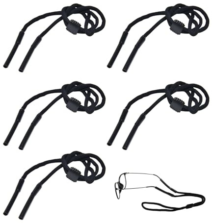 Lyramis 5 Stück Brillenband Herren,Brillen Band für Brille Brillenbügel Antirutsch Männer Glasses Brillenbänder Sonnenbrille Brillenkette Damen Brillenhalter Strap Schwarz Sport Anti Eyeglass Bänder