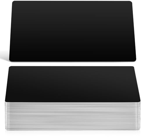 Healvian 50 Metall Visitenkarten Gravurrohlinge 86x54x0,45mm Schwarz Leere Metallkarten für Selbstgemacht Namensschilder Widerstandsfähige Visitenkarten für Business Messe