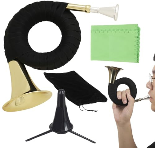 Französisches Horn im Taschenformat – Dekoration für Musikinstrumente aus in Miniaturform | kompaktes Modell mit Ausstellungsständer | detailliertes Blasinstrument aus | Peq