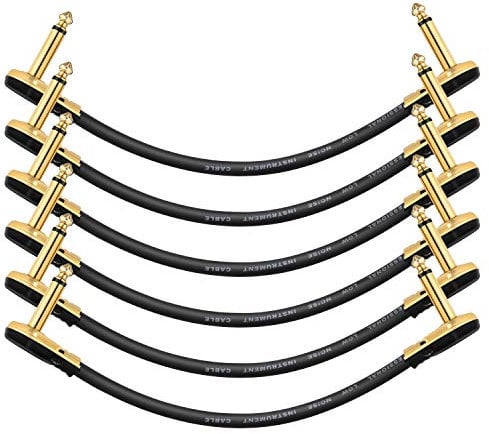 Donner Guitar Patch Cables Right Angle, 6 Inch Effect Pedal Cords 1/4 Instrument Cables for Guitar Bass Effects Pedals 6 Pack