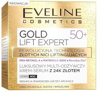 Eveline Cosmetics Luxus Multi-Nährende Creme-Serum mit 24k Gold für 50+ - Fortschrittliche Anti-Aging Lifting-Technologie