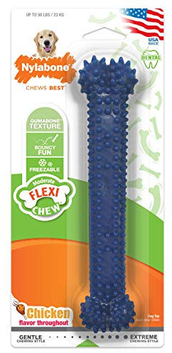 Nylabone, mässiger dentaler Kauknochen für Hunde, flexibler Kauknochen, Hühnergeschmack, Groß, geeignet für Hunde bis zu 23 kg