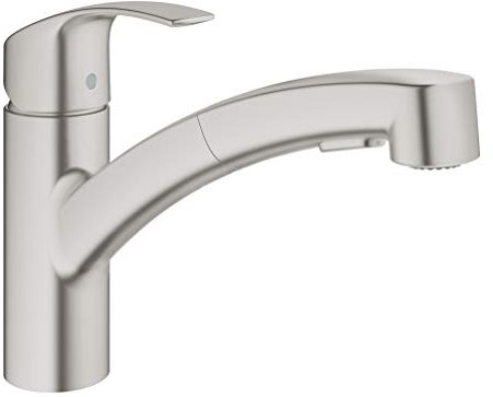 Grohe Eurosmart Küchenarmatur - Einhand-Spültischbatterie flacher Auslauf supersteel 30305DC0