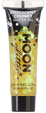 Iridescent Chunky Face & Body Glitter Gel by Moon Glitter - Yellow - Cosmetic Festival Glitter Face Paint for Face, Body, Hair, Nails - 12ml