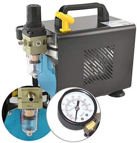 Airbrush Kompressor zum Schnäppchenpreis, das Gerät f. Anfänger/Fortgeschrittene f. individ. Airbrush-Set mit Manometer, Vorfilter-Wasserabscheider für Airbrush Farbe
