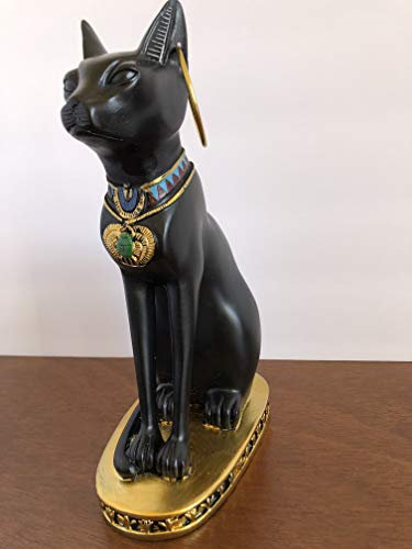 YOUNI - Alte Ägyptische Kitty-Bastet-Skulptur, Katzengöttin, Statue, Sammlerstück (schwarz, 30,5 cm)