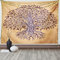 ABAKUHAUS Lebensbaum Wandteppich und Tagesdecke, Vintage Swirls, aus Weiches Mikrofaser Stoff Wand Dekoration Für Schlafzimmer, 150 x 110 cm, Creme Braun