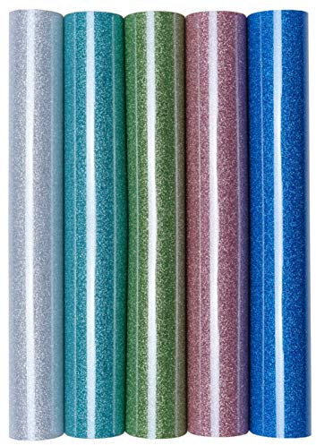 5er Set Glitter/Glitzer 20x30 cm Transferfolie/Textilfolie zum Aufbügeln auf Textilien - perfekt zum Plottern geeignet, Glitter 2:5er Set Summerlove