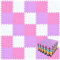 qqpp® 18 Puzzle Eva Schaumstoff Puzzlematte Puzzleteppich Kinder - Krabbelmatte Spielmatte Baby Schadstofffrei Sport rutschfest Bodenschutzmatte Fitness Matte. Weiß, Pink, Violett. QQC-ACKb18N