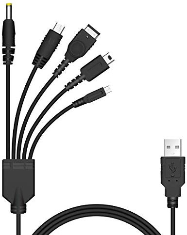 5 in 1 USB Charger Cable Cord for Nintendo NDS Lite/Wii U/New 3DS(XL/LL),3DS(XL/LL),2DS,DSi(XL/LL),NDS/GBA SP(Gameboy Advance sp),PSP 1000 2000 3000