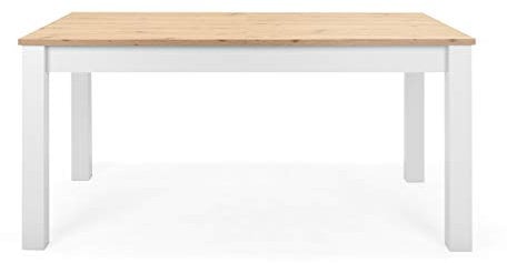 Newfurn Esstisch ausziehbar 160-215 cm inkl. Tischplatte Weiß Wildeiche Esszimmertisch Vintage Landhaus - 215x75x90 cm (BxHxT) - Tisch Küchentisch Speisetisch - [Eireen.Two] Esszimmer Küche