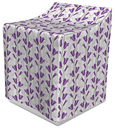 ABAKUHAUS Jugendstil Waschmaschienen und Trockner, Inspiration Glockenblumen Botanik Blumenstrauß Schönheit Essenz der Natur Theme, Bezug Dekorativ aus Stoff, 70x75x100 cm, Reseda Grün Violett