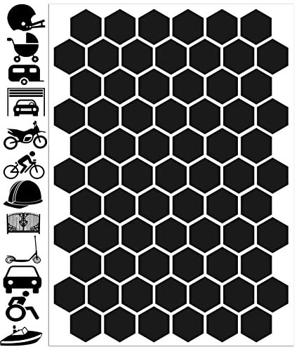 Biomar Labs - Reflektoren Fahrrad - Reflektierende Aufkleber Reflexfolie Schwarz Stickers Set (71 Stück) - für Fahrrad Roller - Reflektoren Kinder Kinderwagen - Selbstklebende folie D 52