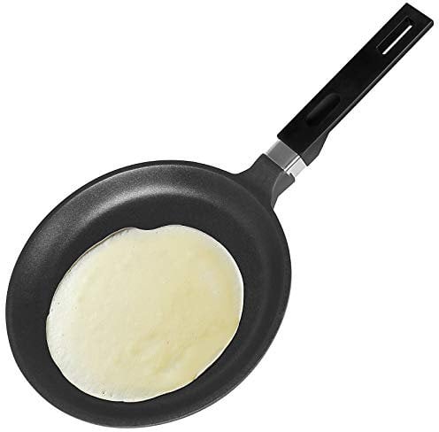 Gotoll Poêle à Crêpes Casserole Antiadhésif 24 cm Crépière Poêle à Frire Induction Aluminium Poignée Amovible pour Pancake, Steak, Œuf, Blinis BPA Free - Noir