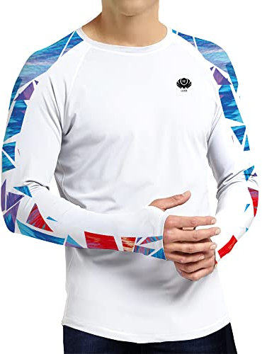 Rashguard Herren UV Shirt Wasser,Surf Shirt Herren Weiß XXL