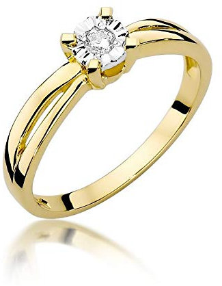 Damen Solitär Versprechen Ring Verlobungsring Antragsring 585 14k Gold Gelbgold natürlicher echt Diamant Brillanten