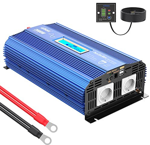 Giandel Power Inverter 2000W Onda Sinusoidale Pura Convertitore DC 12V a AC 220V 230V con telecomando & LCD Display e 2 presa AC e 2 Porte USB per auto,camion camper