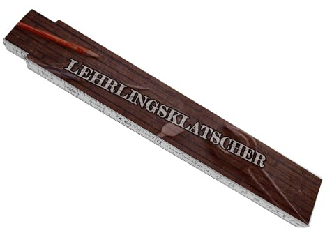 Lehrlingsklatscher Meterstab aus Holz mit Werkzeug Hintergrund Werkzeug Geschenk lustiger Zollstock Chef Gliedermaßstab mit Spruch bedruckt und qualitativ hochwertig verarbeitet