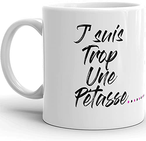 Kalféa Mug Humour je suis une pétasse doigt d'honneur tasse céramique amour drôle Qualité Idée Cadeau Originale Anniversaire Noël Fête femme amie collègue maman tata copine fille cousine 325ml