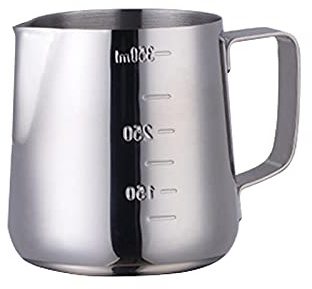 Buyer Star Milk Jug Milk Frother Pitcher Barista Tools 350ml /12oz Stainless Steel Milk Cup for Making Latte Coffee Art, Cappuccino(Silver)