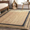 Ripaz Handgeflochtener Jute-Teppich, Natur mit schwarzer Linie, rechteckiger Bereich, handgefertigt, für Heimdekoration (60 x 180 cm)