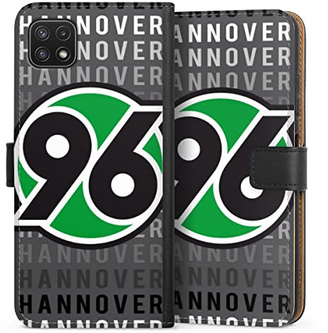 DeinDesign Klapphülle kompatibel mit Samsung Galaxy A22 5G Handyhülle aus Kunst Leder schwarz Flip Case Hannover 96 H96 Offizielles Lizenzprodukt