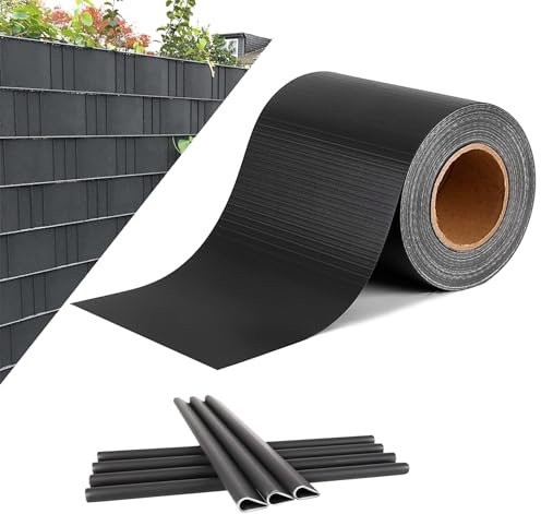 UISEBRT Bandes brise-vue en PVC pour clôture à double fil - 70 m x 19 cm - Avec clips de fixation - 450 g/m² - Protection contre le vent - Anthracite