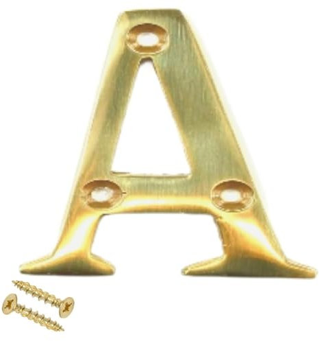 Brass Door Letter A - 'Elegant & Bold' 3-Inch Screw On Numerals - Suitable for Wooden, uPVC & Composite Doors