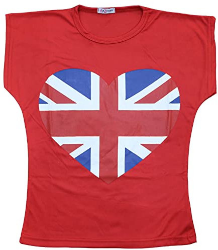 A2Z 4 Kids Girls T Shirts England Football World Cup Heart T-Shirt Soft Feel Tank - T Shirt 552 Red 5-6