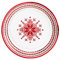 Horeca Collection 8 Unidades - Platos Desechables Postre Cartón de Ø 18 cm con temática Navideña con Bordado Rojo. Platos cartón biodegradables Navidad, 100% reciclables Celebraciones y Eventos.