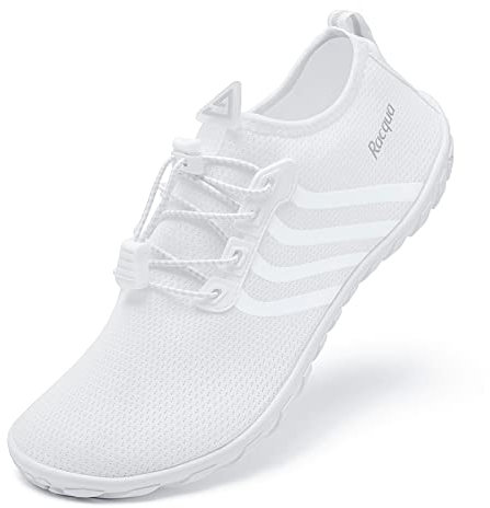 Racqua Wasserschuhe Strandschuhe Herren Schwimmschuhe Damen Strandschuhe Frauen Welten Koden Wasserschuhe Barfuss Schnelltrocken Wasserschuhe Dusch- & Badeschuhe Für Herren Unisex Weiß EU.35