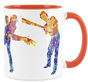 Purely Home Baseball Themed Abstract Paint Effect - Orange Mug Coffee/Tea Gift for Sports Lovers