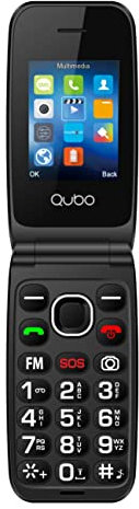 Qubo NEONW Azul Teléfono Móvil con Tapa para Personas Mayores | Teclas Grandes | Botón SOS | Pantalla de 2,4 Pulgadas | Llamada Rápida | Radio | 800 mAh Batería | Cargador Tipo C | Dual Sim