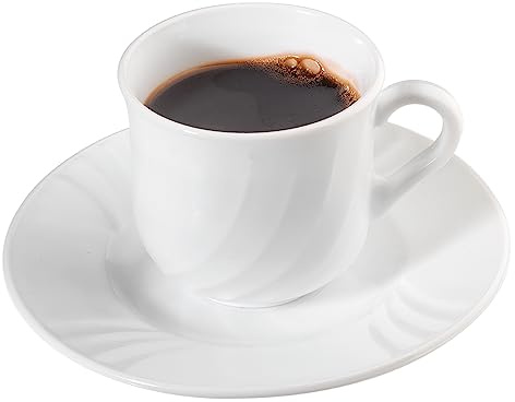 Deco Woerner Kaffee Tasse Lebensmittel-Attrappe 7,5 x 8 cm Fake Kaffee Deko Kaffeetasse mit Gelfüllung naturgetreuer Kaffee