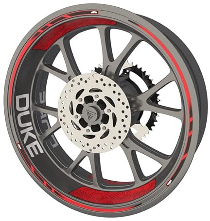 Felgenrandaufkleber für Motorrad KTM 690 Duke Premium Qualität (Aufkleber für 2 Felgen) (Rot)