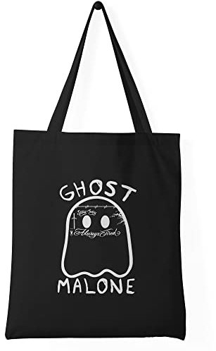 Trend Creators Cute Halloween Ghost Malone Fan Inspired Schwarze Einkaufstasche aus Segeltuch