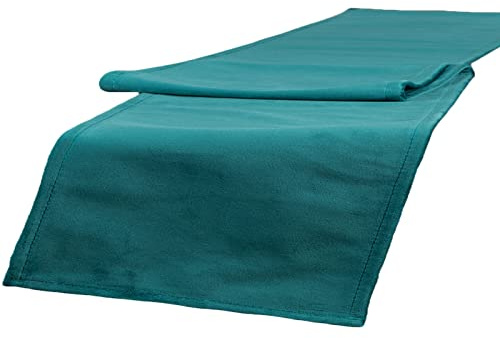 beties Samt&Sonders Tischläufer ca. 40x220 cm dekorativer Jeansnaht, aus deutschem Unternehmen in hochwertiger Qualität, Farbe: Petrol