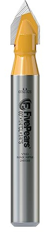 FivePears V Groove Router Bit 60 Degree 1/4 inch Shank, 1/4 inch Cutting Diameters, Carbide CNC Engraving V Router Bit for Signmaking, Lettering, Woodworking Door Carving