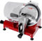GGM Gastro Food Slicer - 250cm Messer - 150 W - Präzisionsschneiden - Handschutz für sicheren Betrieb - Spritzschutz - Edelstahl - Rot - AMH250R