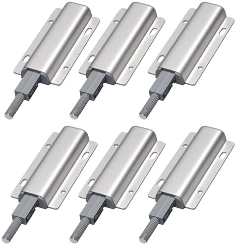Syiyunran Cierre Pulsador Puerta Armario Presion - 6 Piezas Amortiguadores Pestillo Tarea Pesada Push to Open Pestillos para Cocina Alacena Cerrojo Cerraduras Cajón Clausura Guardarropa, Plata